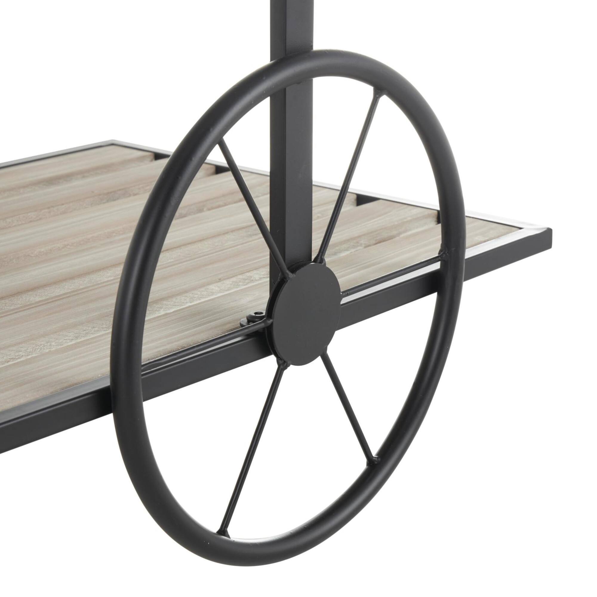 45" Cream Wood Wheelbarrow Shelf Plant Stand